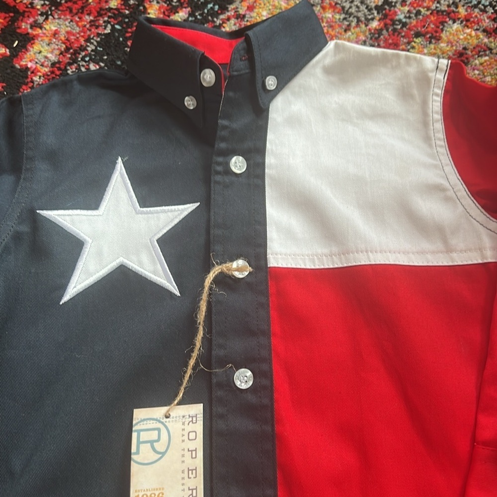 Roper Kids Texas Flag Button Down Shirt - Picture 3 of 9